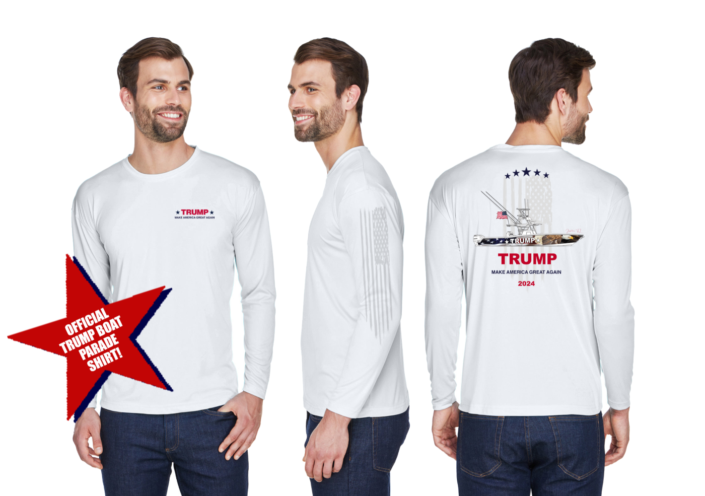 Trump Boat Parade Premium Custom Long Sleeve Performance Fishing Shirt